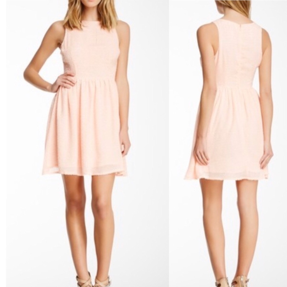 BB Dakota Peach Sleeveless Fit and Flare Dress 10